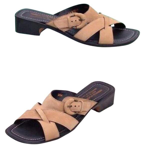 Donald Pliner Camel Leather Shoe Sandal New Comfort Practical Strappy $235 NIB